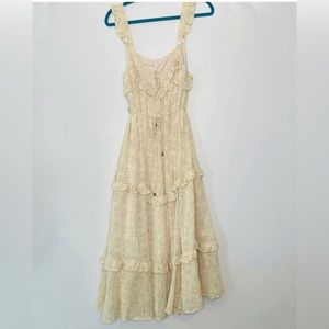 Indikah Dress NWOT Cottage Style Floral Tiered Ruffle Flowy Midi Lined Size M